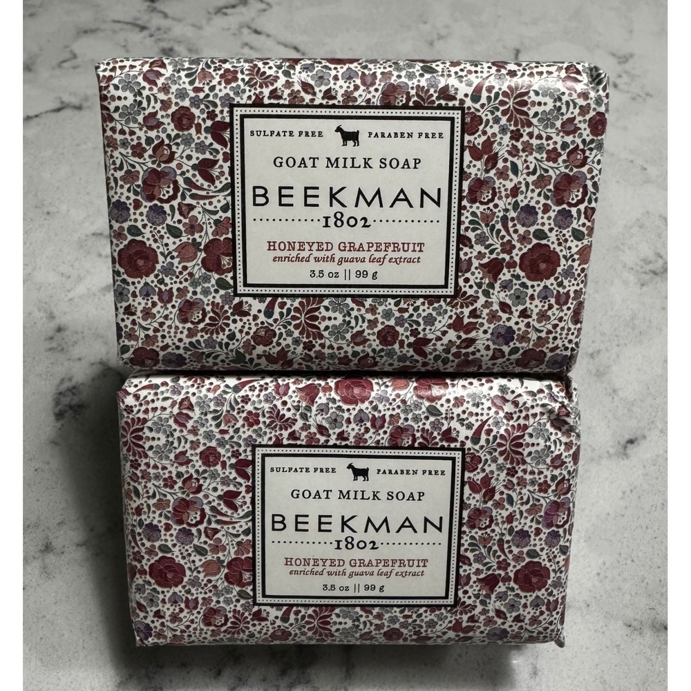 Lot of 2 Beekman 1802 Honeyed Grapefruit Goat Milk Soap Bars 3.5 oz Ea NEW